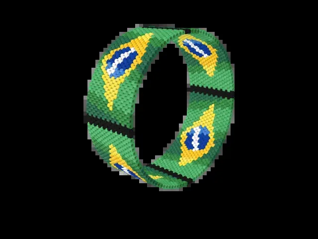 Brazil Flag Wave bead bracelet pattern preview