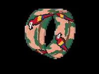 Scarlet Macaw bead bracelet pattern, colour version 2