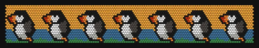Puffin Parade — Sunset bead pattern preview