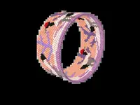 Tancho Cranes bead bracelet pattern, colour version 2