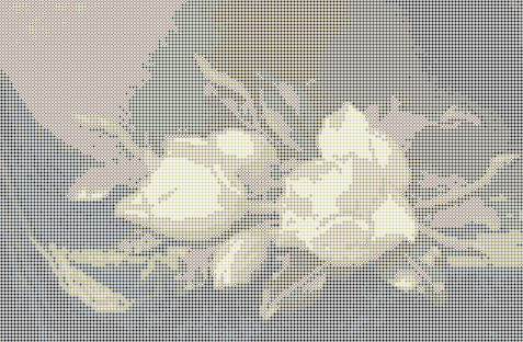 Magnolias on Light Blue Velvet Cloth — Loom bead pattern