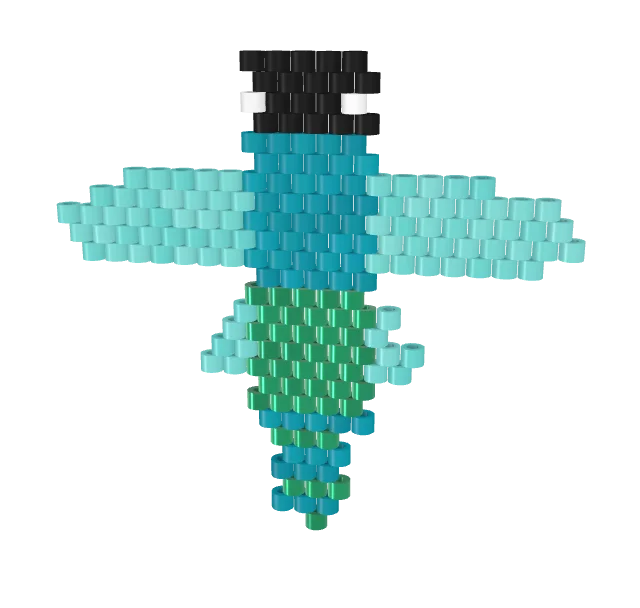 Dragonfly — Brick bead pattern, 3D render