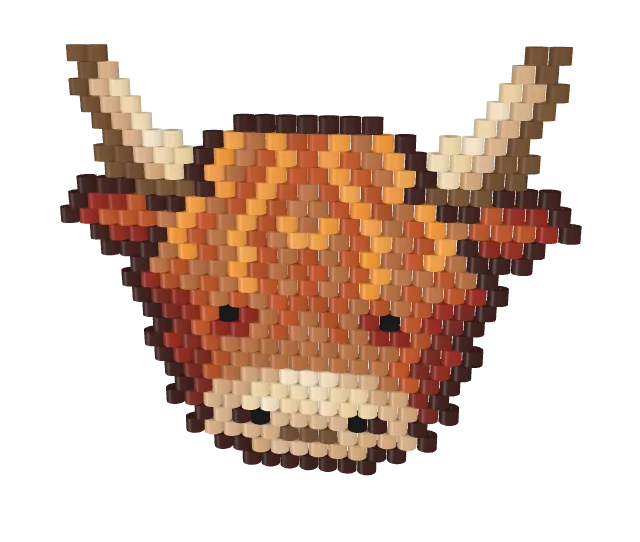 Highland Cow — Brick bead pattern, 3D render