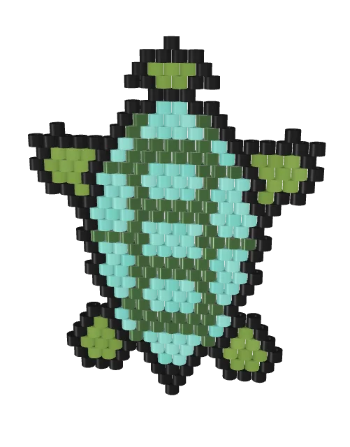 Sea Turtle — Brick bead pattern, 3D render