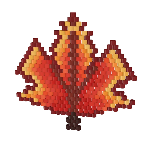 Maple Leaf — Brick bead pattern, 3D render