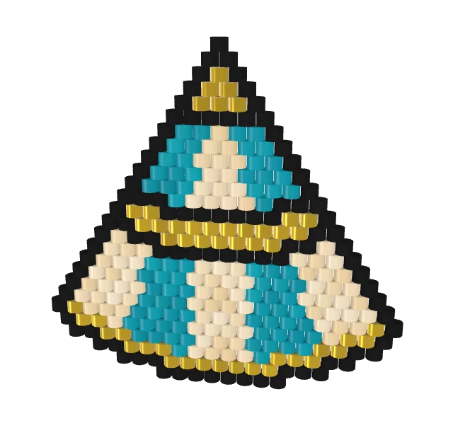 Art Deco Fan — Brick bead pattern, 3D render