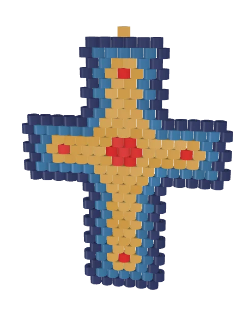Latin Cross Pendant — Brick bead pattern, 3D render
