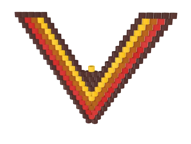 Sunset Boomerang V — Brick bead pattern, 3D render