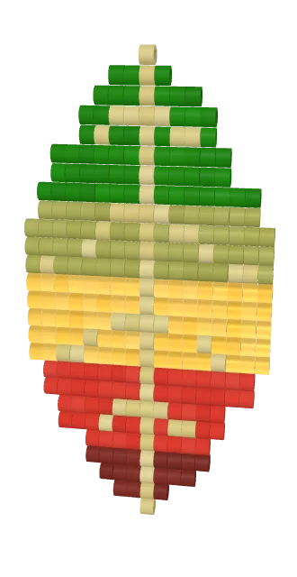 Autumn Brick Leaf — Square stitch bead pattern, 3D render