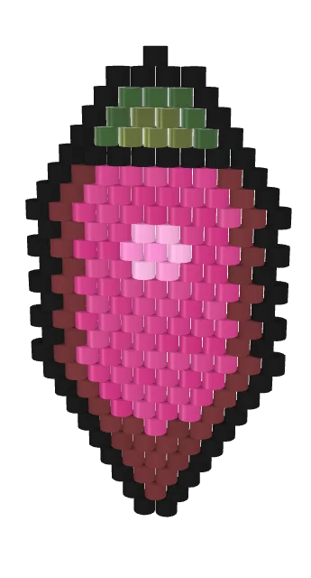Berry Teardrop — Brick bead pattern, 3D render
