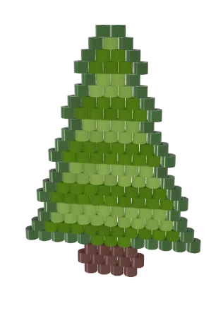 Conifer — Fir — Brick bead pattern, 3D render