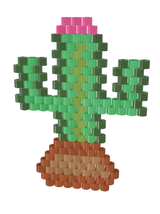 Potted Cactus — Brick bead pattern, 3D render