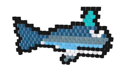 Whale — Brick bead pattern, 3D render