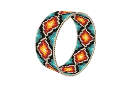 Mesa Sunset Diamonds — Peyote bead pattern, 3D render