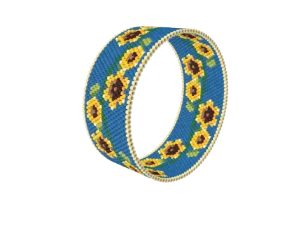 Sunflower Vine — Peyote bead pattern, 3D render