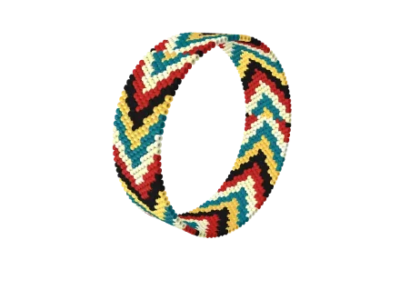 Deco Arrows — Midnight Gilt — Peyote bead pattern, 3D render