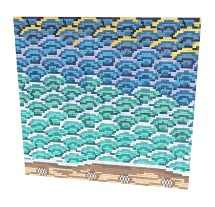 Seigaiha Shore — Loom bead pattern, 3D render