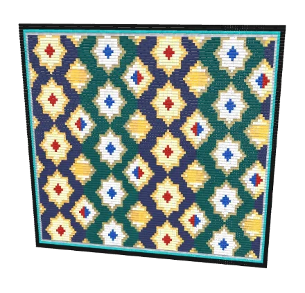 Zellige Grand Panel — Loom bead pattern, 3D render