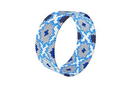 Zellige Star — Casablanca Ice — Peyote bead pattern, 3D render