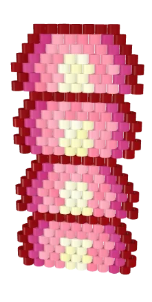 Rose Scallop Cascade — Brick bead pattern, 3D render