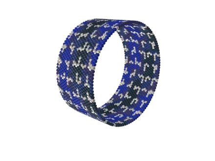 Sashiko Indigo — Peyote bead pattern, 3D render