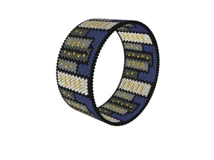 Skyscraper Setback — Peyote bead pattern, 3D render