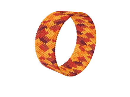 Sunset Cascade Weave — Peyote bead pattern, 3D render