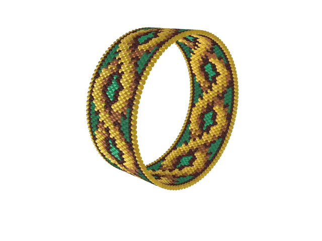 Gilded Celtic Twist — peyote stitch, shown beaded