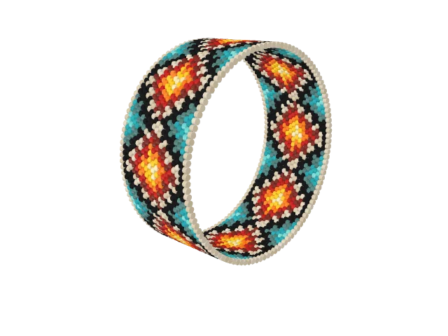 Mesa Sunset Diamonds — peyote stitch, shown beaded
