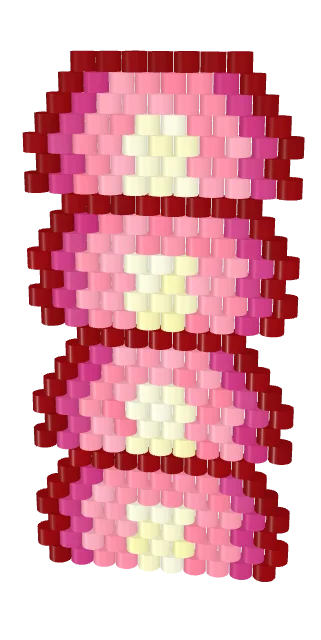 Rose Scallop Cascade — brick stitch, shown beaded