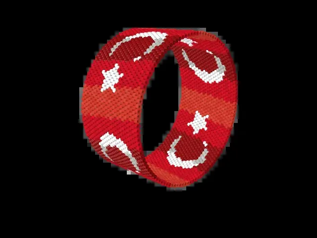 Turkish Flag Wave bead bracelet pattern preview